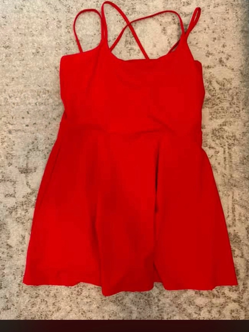 Womens Red Spaghetti-Strap Athletic Dress with Shorts
